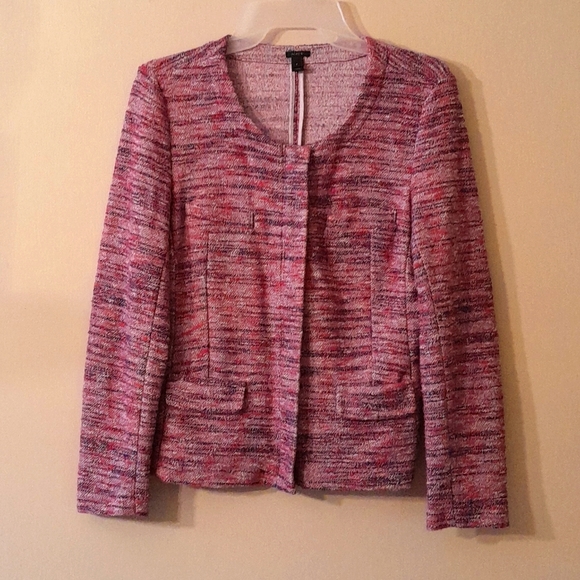 J. Crew NEW NO TAGS Micro Tweed Zip Knit Jacket in Poppy - Picture 1 of 7